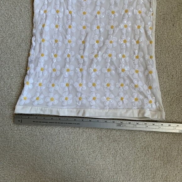 Soprano Sequin White with Chiffon Daisy Overlay Tank Girls Size XL (16) - Picture 11 of 11
